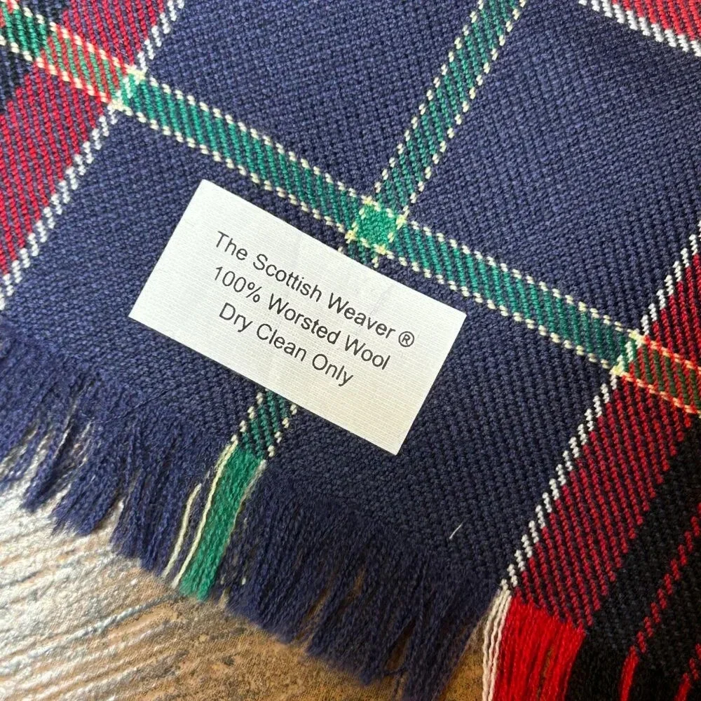 Vintage Scottish Weaver  100% Wool Tartan Plaid Rectangular Scarf